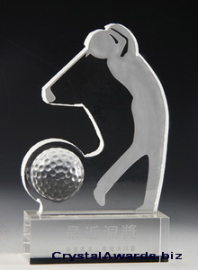 Prêmio golf óptica de cristal, troféu de cristal óptico de golfe, hole-in-one prêmio troféu.