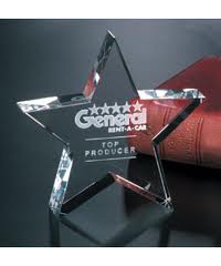 Single star paperweight with a custom logo laser engraved inside, as a perfect corporate gift or business gift.