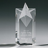 engraved crystal five star pentagon crystal award