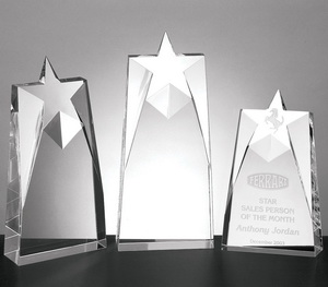 Crystal Star premio trofeo, fermacarte in vetro stella, incisa al laser 3d stella di cristallo, trofeo di cristallo stelle. Design personalizzato può essere incisa all'interno del premio. 