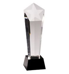 Pentagon kristal Award, vijfhoek ster trofeeën, vijfhoek kristallen presse-papiers, vijfhoek glas prijs gefixeerd met een zwarte basis. 