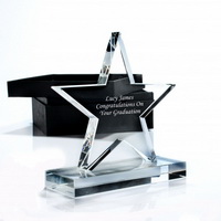 engraved star crystal trophy award