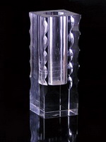 Óptica jarrón de cristal con flores, K9, bordes biselados, China florero de cristal, un jarrón de cristal óptico de lápiz, florero de cristal, grabado en florero de cristal, flowervase cristal.
