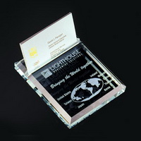 engraved square glass business card holder
