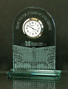 horloge de verre de jade avec la conception de pierre tombale financière, un cadeau d'affaires pour des sociétés et, et la gravure personnalisée est disponible