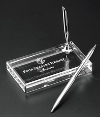 engraved crystal rectangle pen holder
