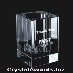 Vaso de cristal com lápis logotipo personalizado e texto gravado, gravado titular caneta cristal.
