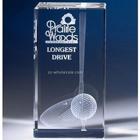 3d laser engraved crystal golf trophy award