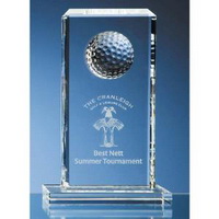 golf crystal frame award, engraved crystal golf plaque