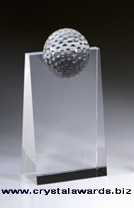 Cunha de cristal óptico com uma bola de cristal colada golf, placa de cristal de golfe, engraving feito sob encomenda está disponível.