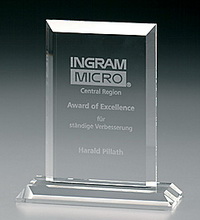 engraved crystal frame award with bevel edge