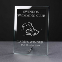 Personalised Engraved Glass Plaque, Swimming,Trophy