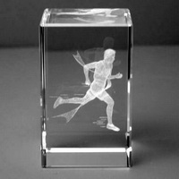 Láser 3D de cristal se ejecutan de premios, regalos de cristal grabado con láser 3D de funcionamiento pisapapeles de pisapapeles, de cristal rectangular con el interior de correr de diseño, regalos de cristal láser olímpicos, diseño olímpico de cristal pisapapeles.