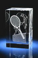3D-Lasergravur Kristall Würfel mit Tennis-Design innen geätzt, personalisierte Geschenke Kristall Tennis, Tennis Kunstwerk innerhalb Kristall eingraviert.