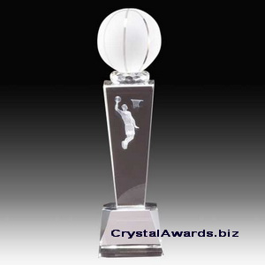 Basquete cristal troféu com 3d gravados a laser no interior, cristal prêmio de basquete, basquete de cristal prêmio.