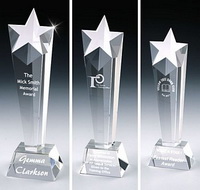 optical crystal star trophy award with custom engraving